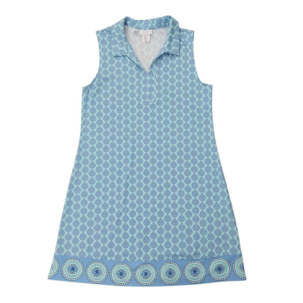 Sigrid Olsen Polo Dress Women Medium Blue Sleeveless Golf Tennis Athleisure